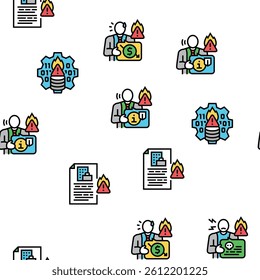 crisis management risk strategy vector seamless pattern thin line illustration