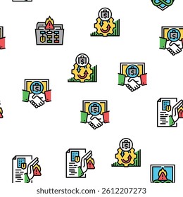 crisis management risk strategy vector seamless pattern thin line illustration