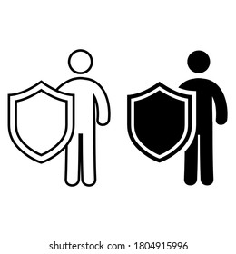
Juego de iconos vectoriales de Gestión de Crisis. colección de signos de ilustración de protección de inversión. símbolo de hombre de negocios.