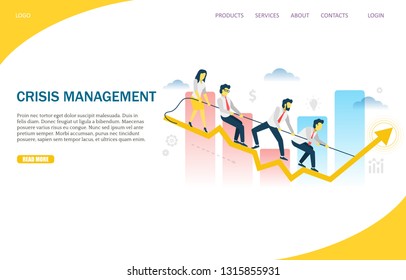 Crisis management vector website template, web page and landing page design for website and mobile site development. Financial crisis concept.
