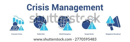 Crisis Management web banner icon set vector illustration concept for business with icon of Economic Crisis, Global Risk, World Emergency, Danger Bo.
