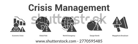 Crisis Management web banner icon set vector illustration concept for business with icon of Economic Crisis, Global Risk, World Emergency, Danger Bo.
