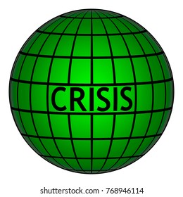 crisis on earth globe with grid, vector sign symbol crisis on earth, 3d model