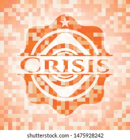 Crisis orange mosaic emblem. Vector Illustration. Detailed.