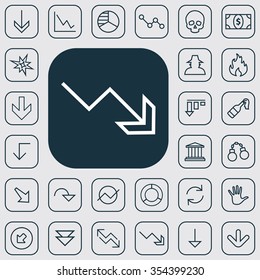 crisis outline, thin, flat, digital icon set for web and mobile