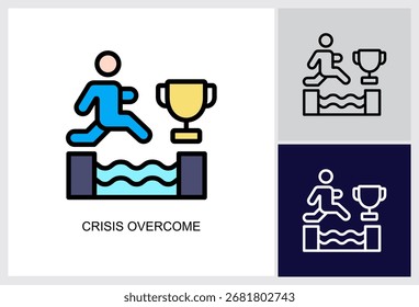 Icono de Crisis Overcome Multi Style Ilustración vectorial