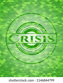 Crisis realistic green emblem. Mosaic background