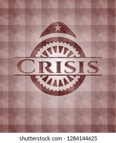 Crisis red badge with geometric background. Seamless.