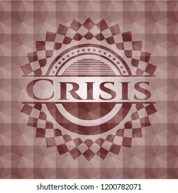 Crisis red emblem with geometric pattern. Seamless.