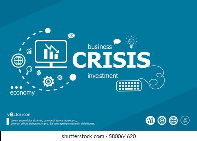 Crisis related words and marketing concept. Infographic business. Project for web banner and creative process.