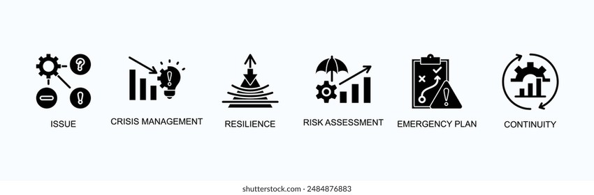 Crisis Response Banner Web Icon Vector Illustration Concept With Issue, Crisis Management, Resilience, Risk Assessment, Emergency Plan, Continuity