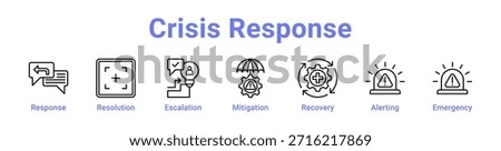 Crisis Response icon banner and collection blue color