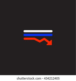 Crisis in Russia icon vector, Illustration of  flag on black background, Moscow