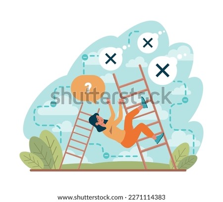 Crisis set. Office worker facing financial instability and profit decline. Challenges in maintaining wealth and profit. Crisis management and strategic financial planning. Flat vector illustration