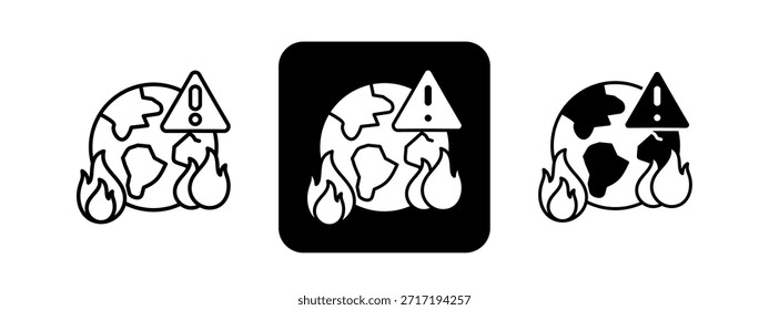 Crisis Conjunto de Ilustración vectorial de dibujo de línea negra y color sólido