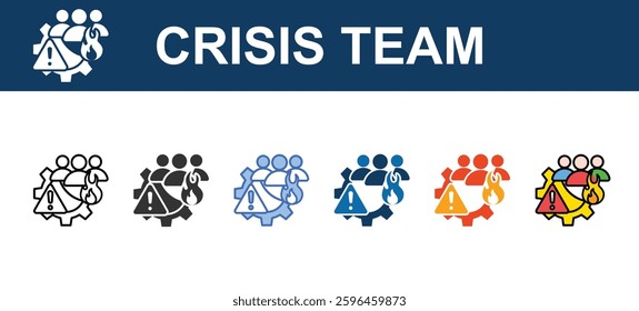 CRISIS TEAM icons sets with different styles
