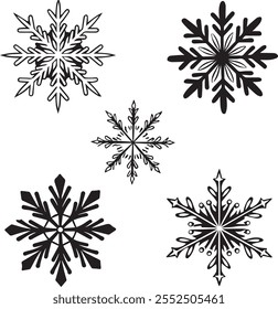 CrismastMerry Christmas and New Year festive design with border made of beautiful snoflakes in modern line art style.