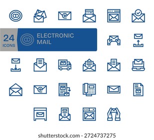 Un conjunto nítido y adaptable de 24 íconos de Bold Line que capturan el correo Electrónica, diseñado para la legibilidad.