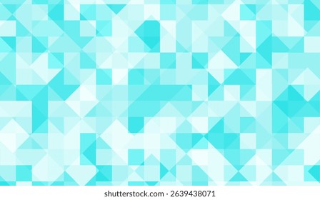 Crisp Aqua Mosaic: Abstract Geometric Design with Overlapping Triangles and Squares in Cool Blue Tones for Modern Digital Backgrounds and Creative Projects