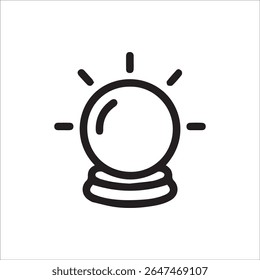 Ícone nítido da arte em linha preta e branca que representa uma lâmpada luminosa brilhante, simbolizando novas ideias, inspiração, inovação e soluções criativas. Perfeito para temas de tecnologia e educação.