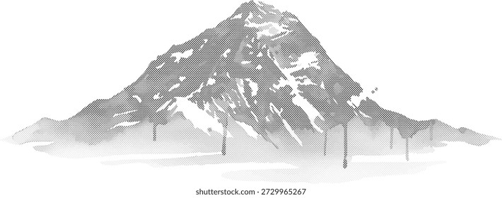 Arte vetorial nítida e limpa do Monte Everest simbolizando a perseverança e a conquista de novas alturas.