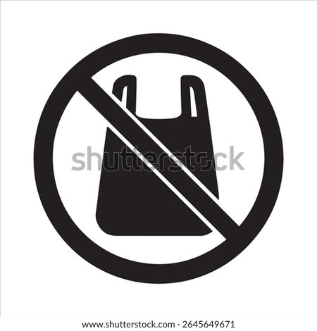 A crisp, clear design featuring a red circle-and-slash symbol, universally recognized as the prohibition sign, superimposed on a stylized image of a plastic shopping bag. 