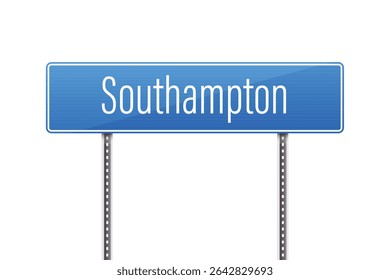 A crisp, digital rendering of a 'Southampton' city limit sign rendered against a pristine white backdrop, evoking feelings of wayfinding and local navigation.