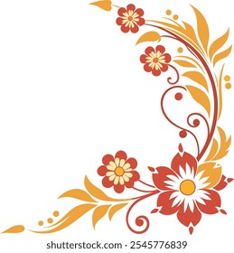 Crisp Floral Corners in Vector Style - White Background