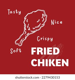 Crisp Fried Chicken Vector Illustration Vintage