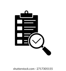 Um ícone de linha nítida representando a fase de teste e garantia de qualidade, perfeito para processos de pesquisa, inspeção e verificação.