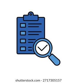 Um ícone de linha nítida representando a fase de teste e garantia de qualidade, perfeito para processos de pesquisa, inspeção e verificação.