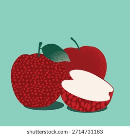 Uma ilustração vetorial minimalista nítida com maçãs estilizadas. Este gráfico elegante e versátil é perfeito para marcas orgânicas, impressões de decoração de cozinha, blogs de estilo de vida saudável ou projetos de embalagem.