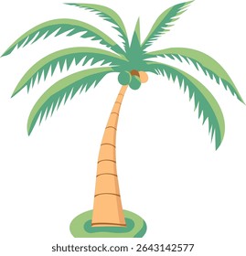 Crisp and Minimalist Vector Illustration of a Single Coconut Palm Tree, Capturing the Essence of an Iconic Tropical Symbol of Beaches and Summer Holidays, Perfect for Logo Design, Web Icons