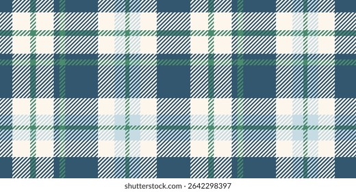Padrão de xadrez azul marinho, verde e tartã branco com linhas limpas