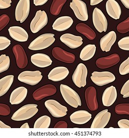 crisp peanuts seamless background, vector nuts illustration 