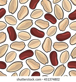 crisp peanuts seamless background, vector nuts illustration 