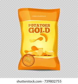 Crisp potato chips snacks isolated on transparent background. Vector illustration