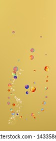 Crisp space and signs confetti. Background texture. Minimal colorific illustration. Ultra Wide background art inspire. Colorful new abstraction. Gold colored theme.