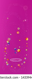Crisp space and signs confetti. Background graphic. Usefull colorific illustration. A new Ultra Wide portrait collection background. Colorful clean abstraction. Magenta color theme.
