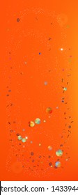 Crisp space and signs confetti. Background light. Creative colorific illustration. Super Ultra Wide vertical themed background. Colorful fresh abstraction. Orange red theme.