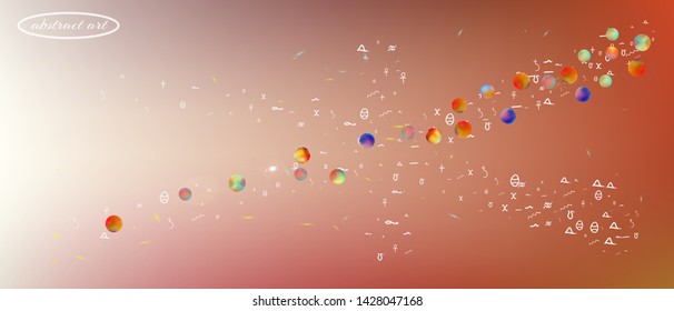 Crisp space and signs confetti. Colorful colorific illustration. Background wallpaper. Remarkable Ultra Wide universe background. Colorful crisp abstraction. Fancy colored.