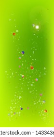 Crisp space and signs confetti. Signs colorific illustration. Background wallpaper. A Ultra Wide portrait themed background illustration. Colorful recent abstraction. Green colored theme.