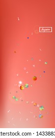 Crisp space and signs confetti. Creative colorific illustration. Background texture. Abstract universe and signs Ultra Wide background, vertical illustration. Colorful fresh abstraction. Coral theme.