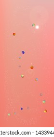Crisp space and signs confetti. Minimal colorific illustration. Background color. Abstract universe and signs Ultra Wide background, vertical illustration. Colorful crisp abstraction. Coral theme.