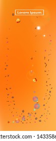 Crisp space and signs confetti. Professional colorific illustration. Background wallpaper. Colorful great space Ultra Wide background, vertical. Colorful new abstraction. Orange red theme.