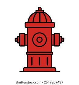 Crisp vector illustration of a red fire hydrant with bold black outline, showcasing a minimalist yet iconic design