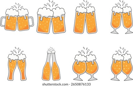 Uma ilustração vetorial nítida e vibrante de um copo de cerveja, com tons dourados ricos e detalhes espumantes — perfeito para bar, pub ou bever