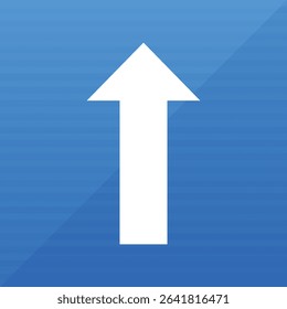A crisp, white arrow ascends against a bright blue backdrop. The arrow's simple shape creates a sense of direction and movement, set against a visually appealing background.