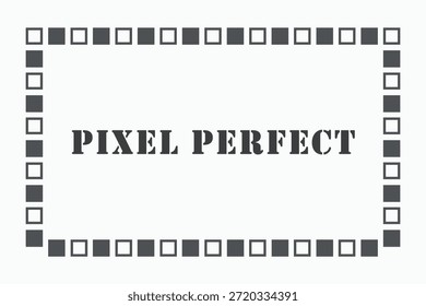 Um cartão branco nítido usando uma grade de pequenos quadrados ao redor da borda e o título Pixel Perfect no centro.