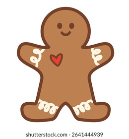 crisp white gingerbread couple with ruby red heart accents, christmas vector art